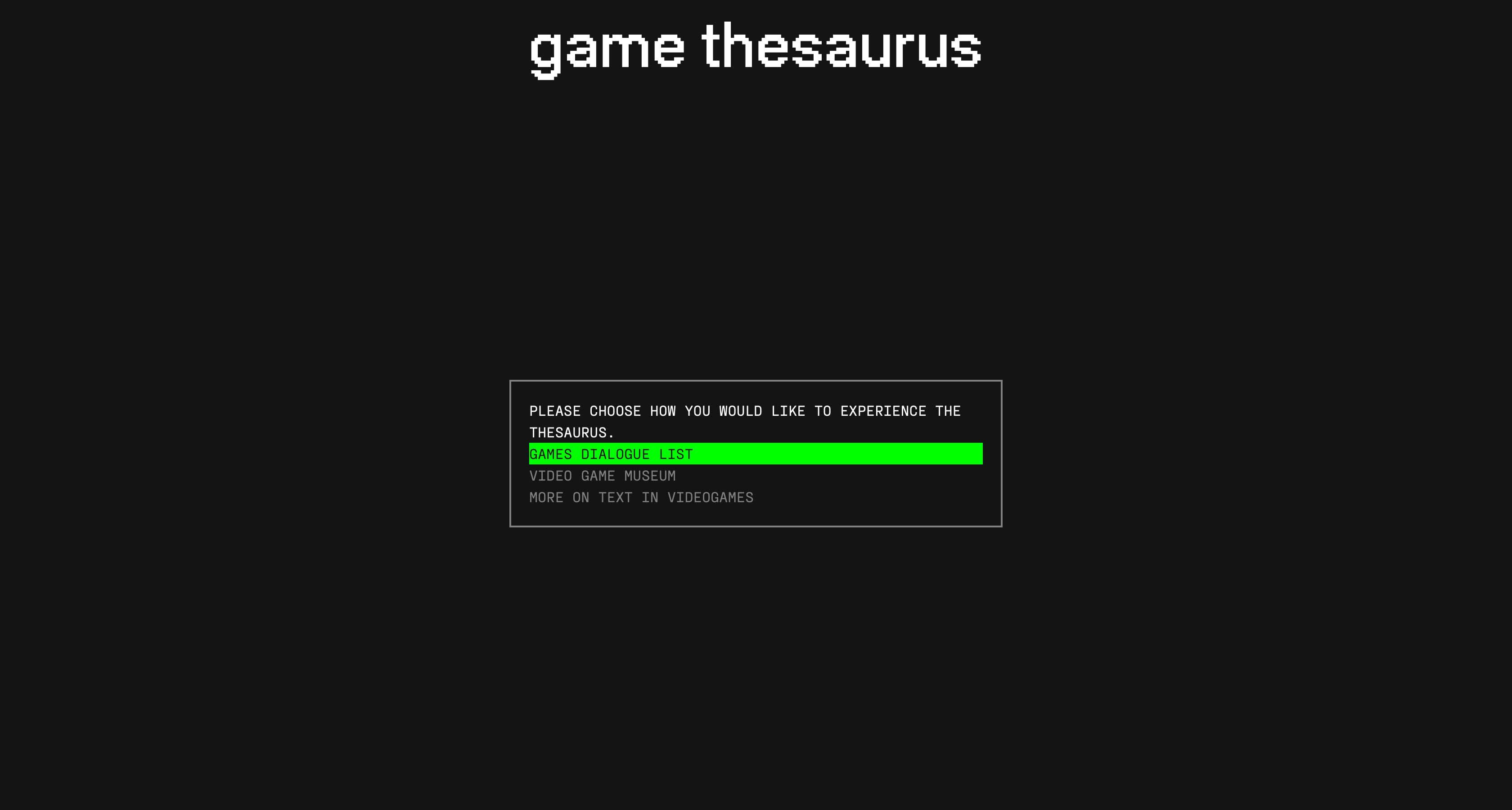Game Thesaurus