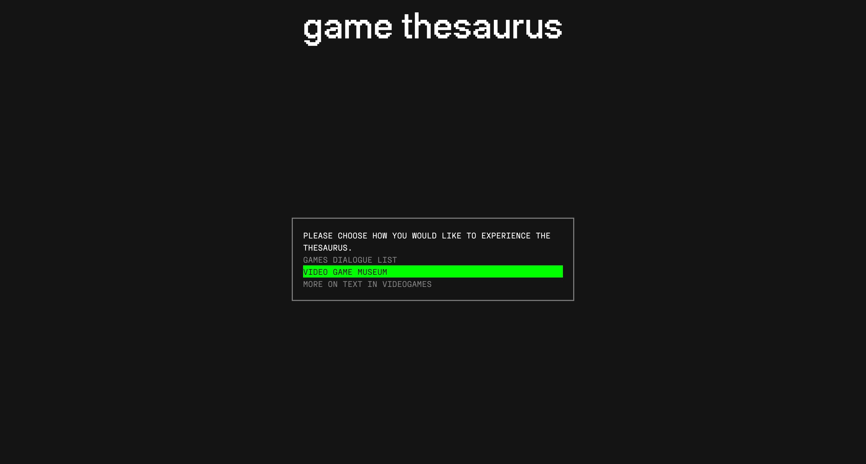 Game Thesaurus